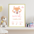 Affiche naissance personnalisée “Renard” – À personnaliser