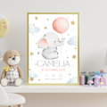 Affiche naissance personnalisée “Éléphant” – À personnaliser