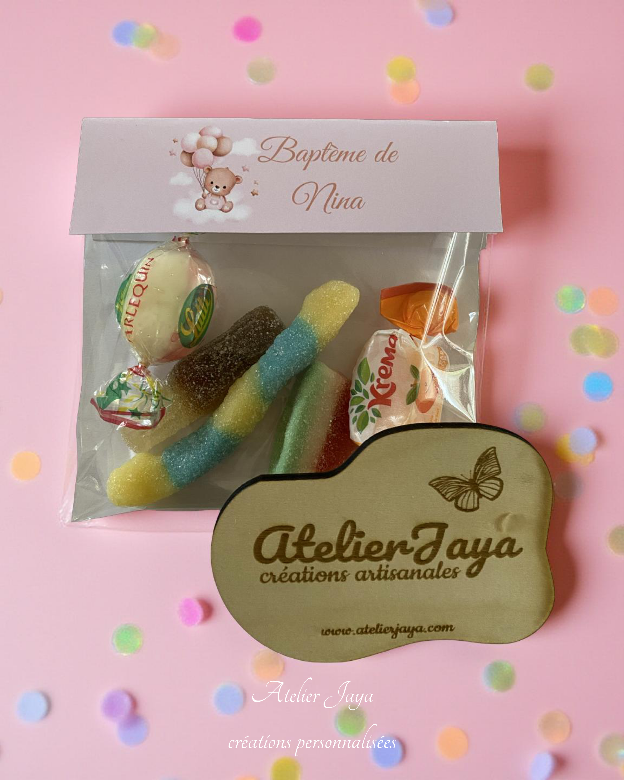 Sachet de bonbons - étiquette personnalisée (vendu vide)