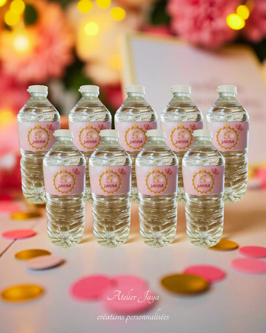 Bouteille d'eau - étiquette personnalisée (lot de 4)