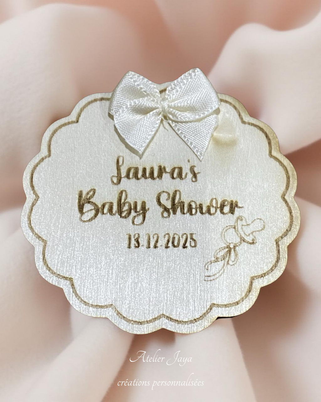 Magnet en bois personnalisé - Babyshower
