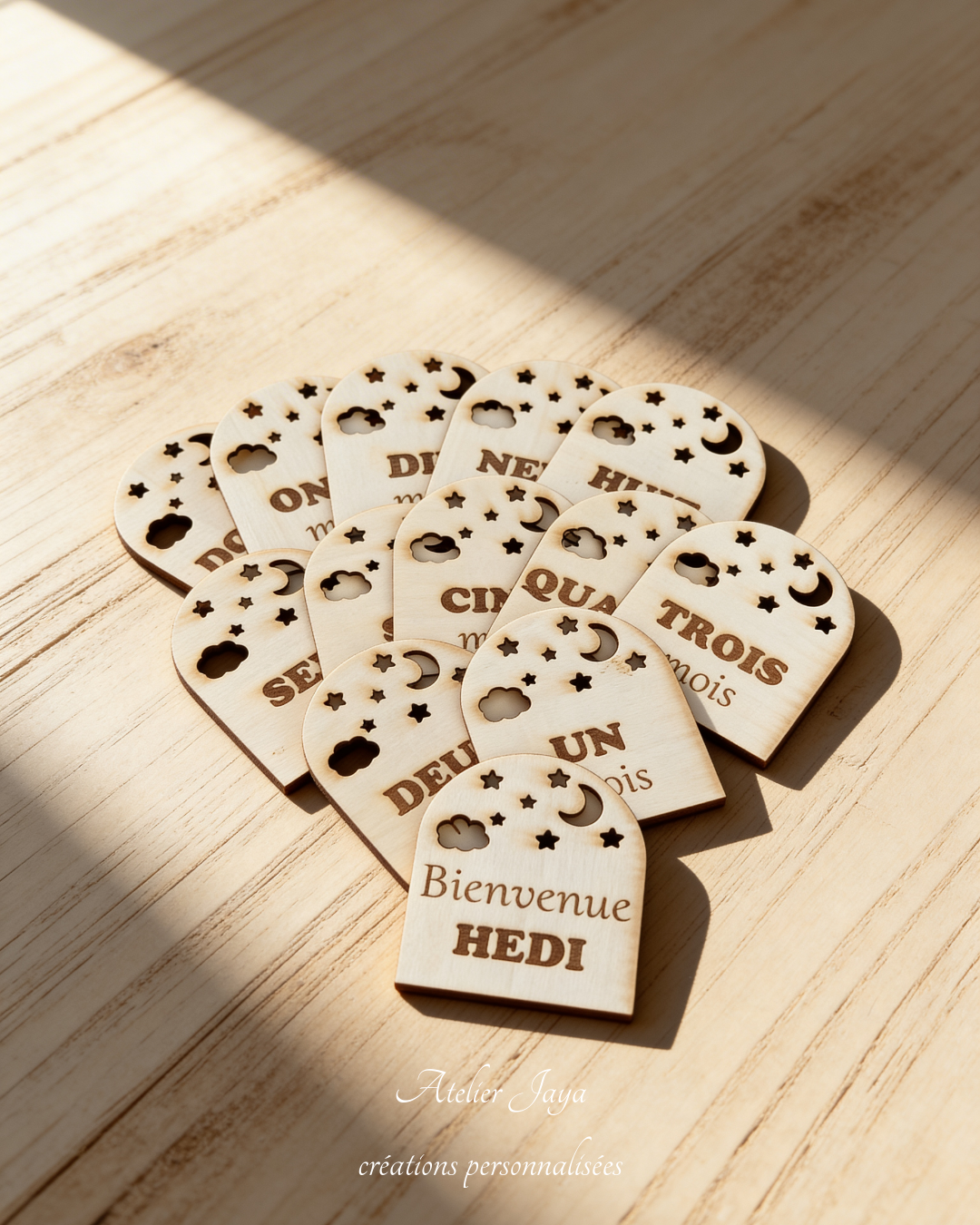 Cartes Étapes en Bois – De 1 à 12 Mois