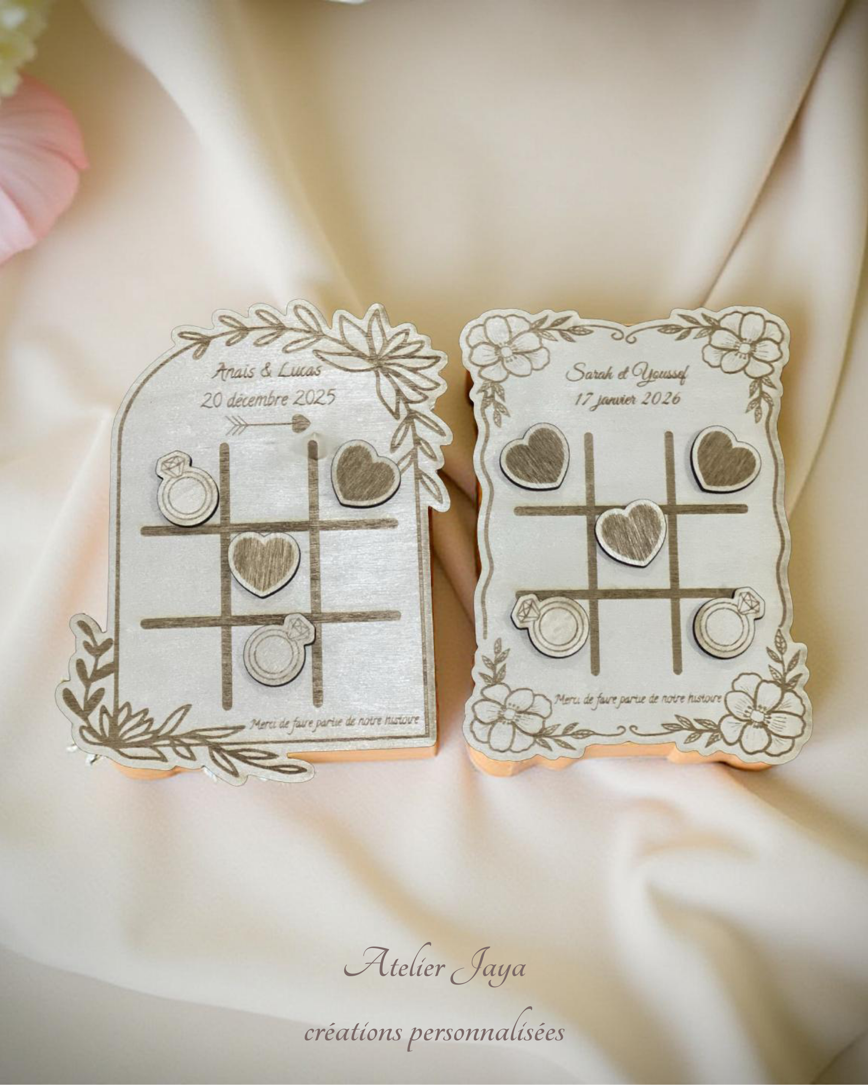 Jeu de morpion en bois - Table de mariage