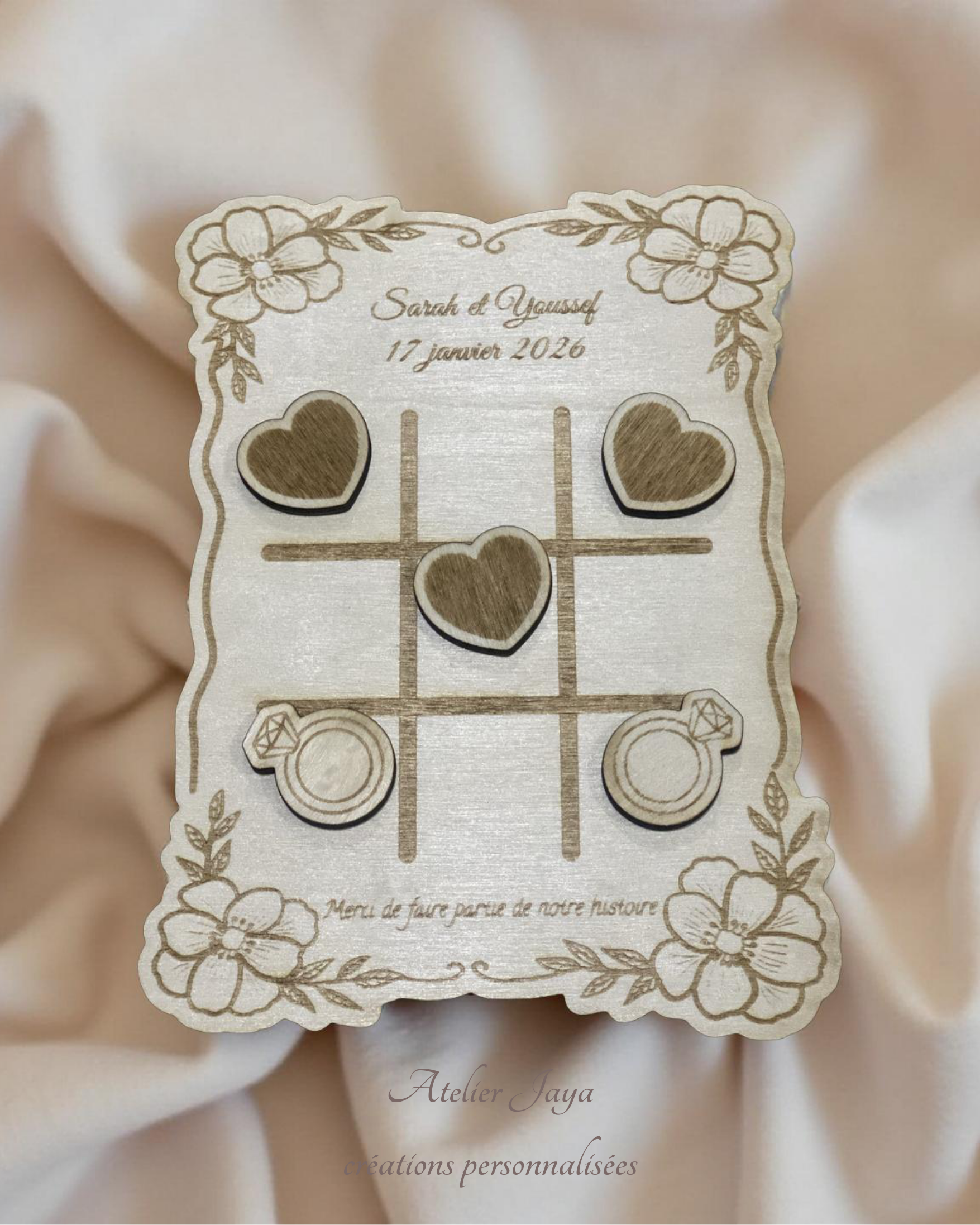 Jeu de morpion en bois - Table de mariage