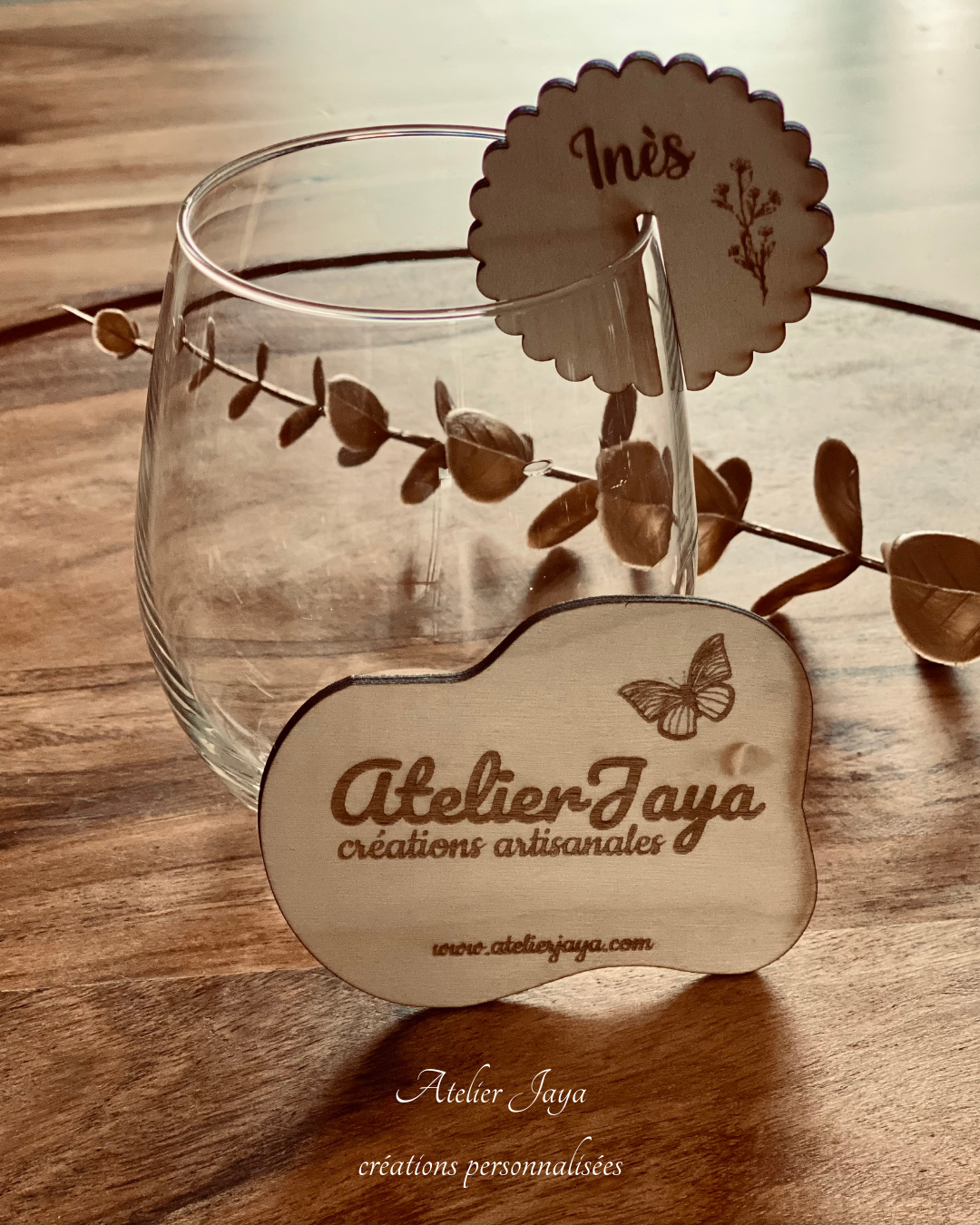 Marque-verre en bois personnalisé – Mariage & autres événements